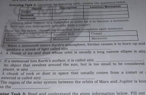 1.A meteoroid survives a trip through the atmosphere and hits the ground it's called a me