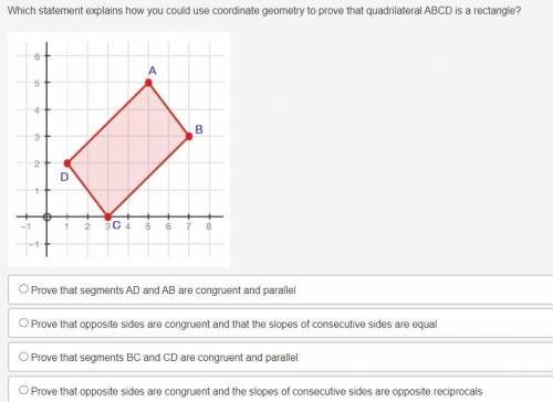 Which statement explains how you could use coordinate geometry to prove that quadrilateral ABCD is