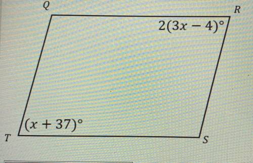 Quadrilateral QRST is a parallelogram. Determine the measure of QRS