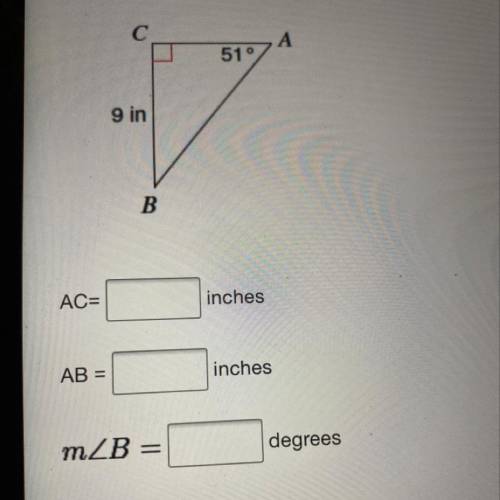 Solve the right triangle. Round your answers to the nearest tenth place.