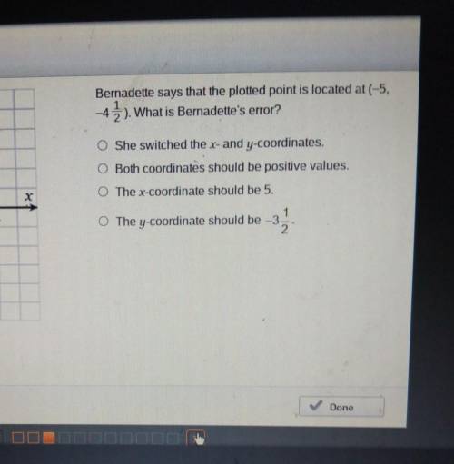 у Bernadette says that the plotted point is located at (-5, -43). What is Bernadette's error? 4 2 S