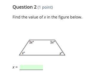 Find the value of x in the figure below.