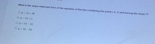 What is the slope-intercept of the line containing the point (-5, 1) and having the slope 7