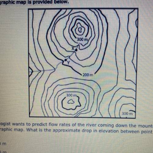 A topographic map is provided below.

300 m
200 m
300 m.
300 m
A geologist wants to predict flow r