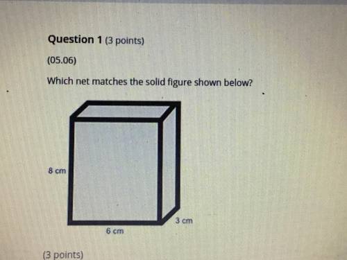 PLEASE HELP BRAINLIEST AND POINTS? Which net matches the solid figure shown below?