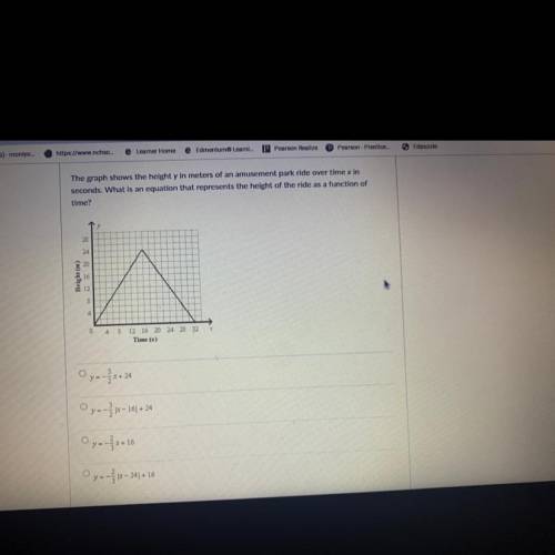 The graph shows the height y in meters of an amusement park ride over time x in

seconds. What is