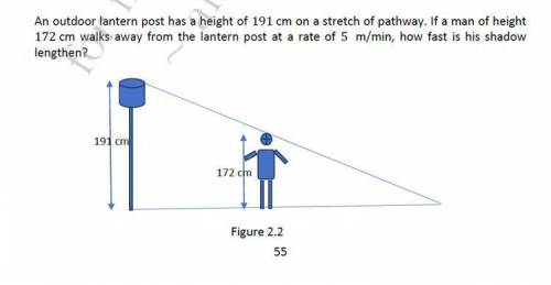 An outdoor lantern post has a height of 191 cm on a stretch of pathway. If a man of height 172 cm w