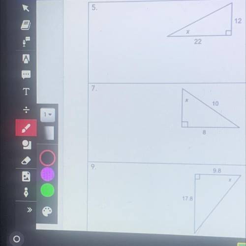 Find the value of x. Round your answer to the nearest hundredth

For questions 5, 7, and 9 
Please