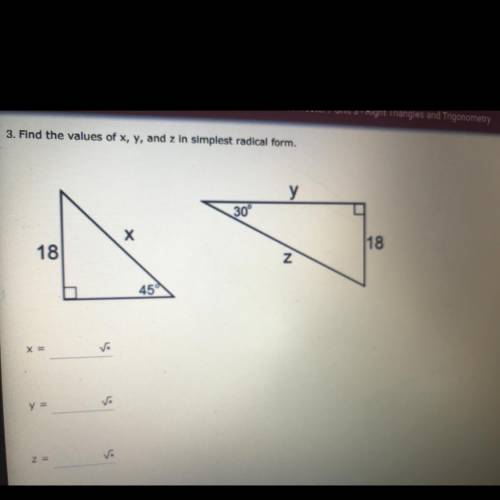 Find the values of x y and z