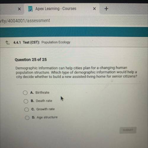 Which type of demographic information would help a

city decide whether to build a new assisted-li