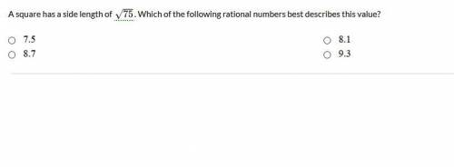 A square has a side length of . Which of the following rational numbers best describes this value?