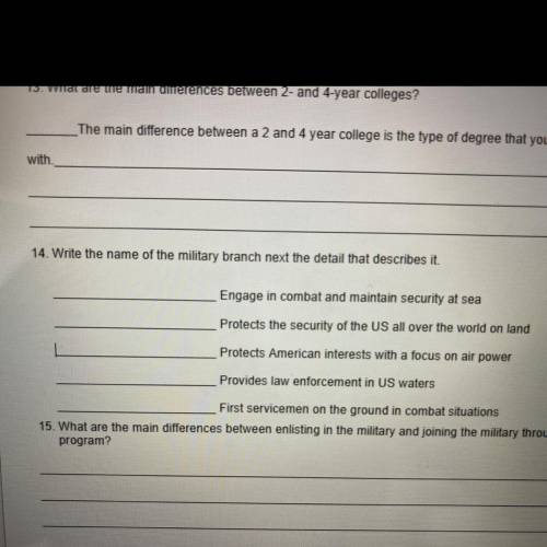 Help with number 14 I need answers for all