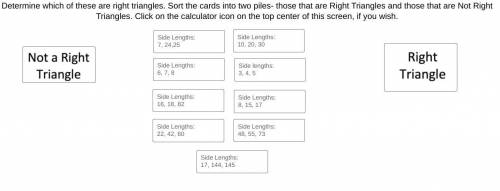 50 points!!! Please determine that triangles are right triangles and not right triangles. Will give