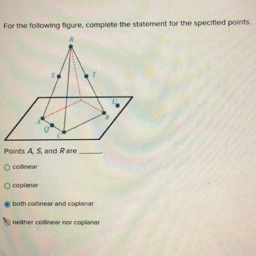 For the following figure, complete the statement for the specified points.

R
Points A, S, and Rar