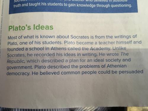 Plsss Help!!!

Underline the sentence that describes one difference between Socrates and Plato why