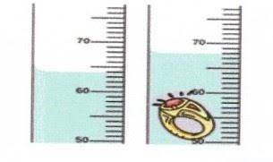 . Use Image B (picture above) and calculate the density of a ring that has a mass of 32 grams. Read