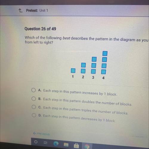 Which of the following best describes the pattern in the diagram as you move
from left to right?