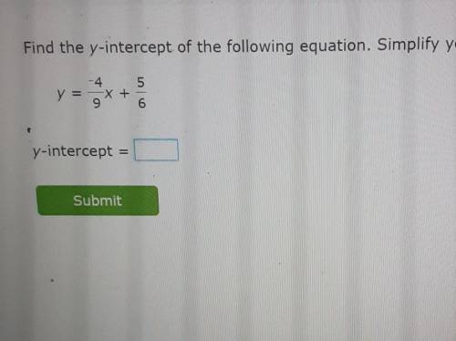 Find the y-intercept of the following equation. Simplify your answer.