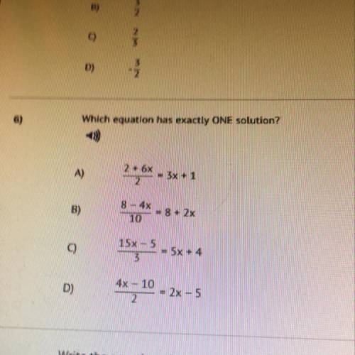 Which equation has exactly ONE solution?