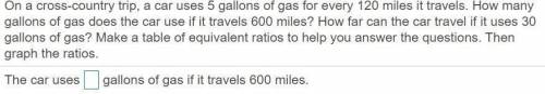 Please look at the text below

The car uses ____ gallons of gas at it travels 600 miles (from the