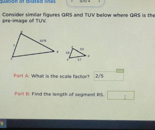 I need help finding the length of the segment RS.