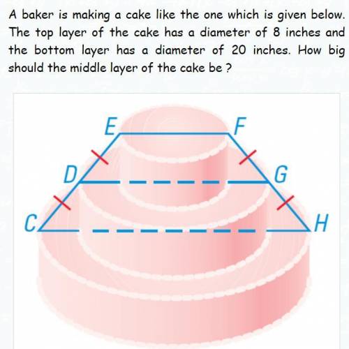 a baker is making a cake like the one which is given below. the top layer of the cake has a diamete