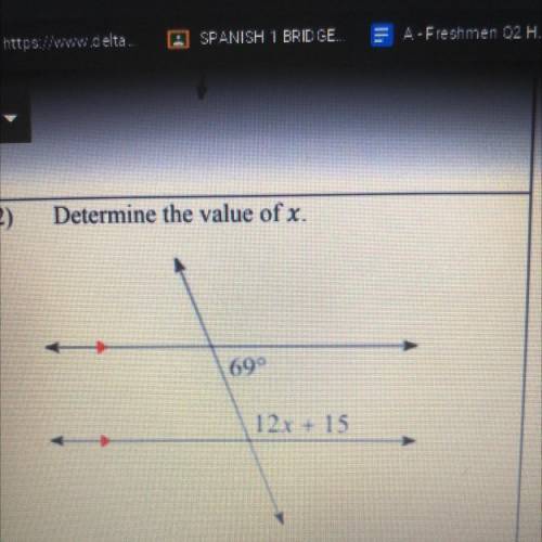 Determine the value of x