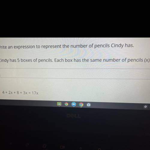 Write an expression to represent the number of pencils Cindy has.

Cindy has 5 boxes of pencils. E
