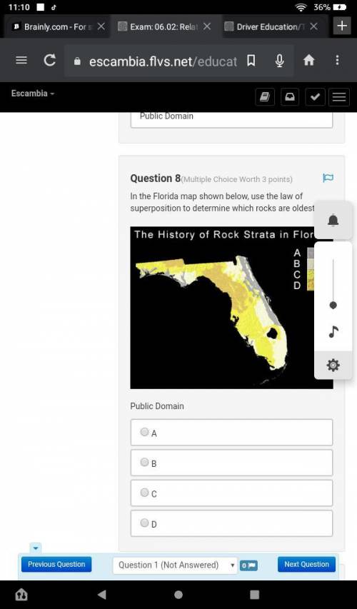 In the Florida map shown below, use the law of superposition to determine which rocks are oldest? M