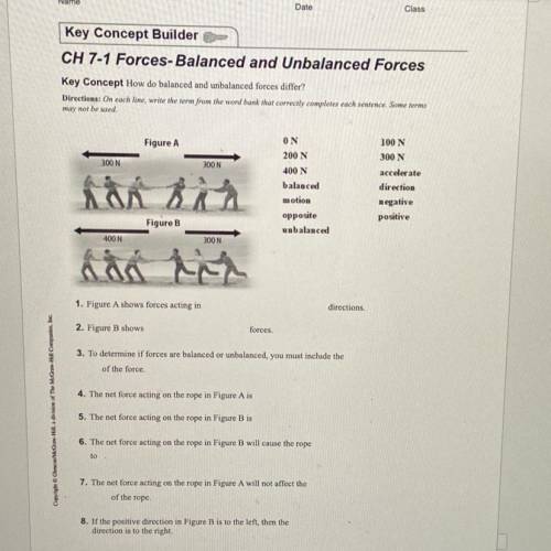Key Concept Builder

CH 7-1 Forces-Balanced and Unbalanced Forces
Key Concept How do balanced and
