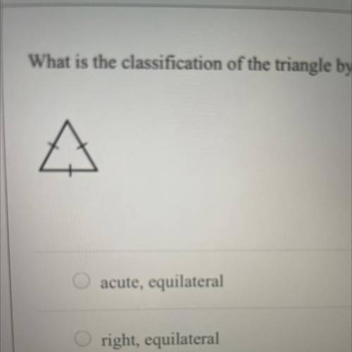 Question 10
What is the classification of the triangle by its angles and by its sides?
