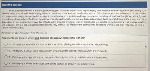 Read the passage.

According to the passage, which best describes philosophy's relationship with a
