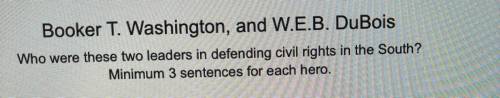 ILL MARK BRAINIEST IF YOU COULD DO THIS FOR ME PLEASE AND A THANKS!!!
 

Booker T. Washington, and