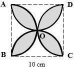 The following three shapes are based only on squares, semicircles, and quarter circles. Find the pe