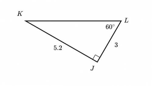 Consider right triangle \triangle JKL△JKLtriangle, J, K, L below.

Which expressions represent th