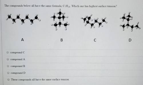 The compounds below all have the same formula, C7H14. Which has the highest surface tension?