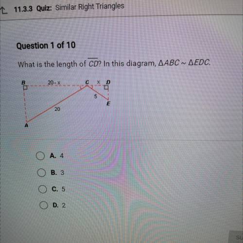 What is the length of CD? In this diagram, AABC ~ AEDC.