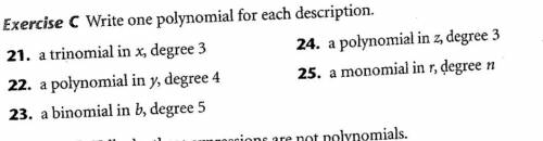 Write one polynomial for each description