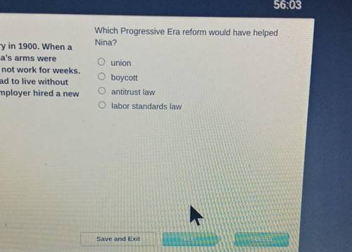 Which Progressive Era reform would have helped Nina? o union Vhen a ere or weeks. ithout ed a new b