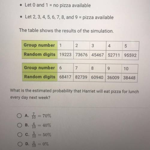 Harriet buys lunch at school every day. She always gets

pizza when it is available. The cafeteria