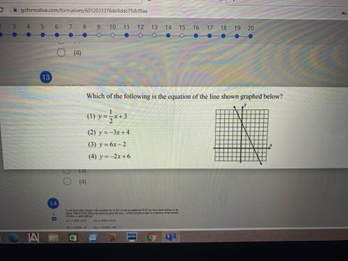 Which of the following is the equation of the line shown graphed below?