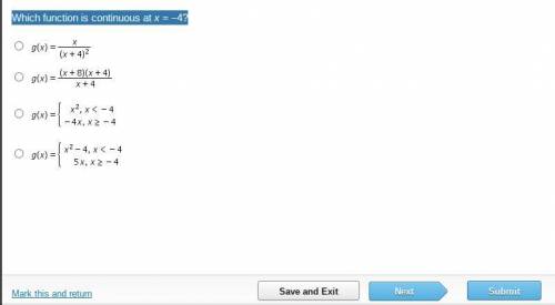 Which function is continuous at x = –4?