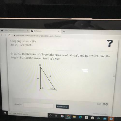 Using trig to find a side please help me with this I do not understand