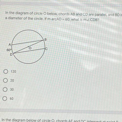 In the diagram of circle o below, what is m