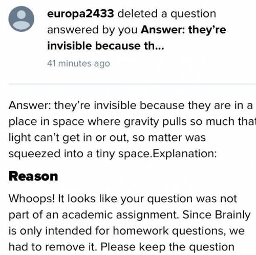 WHAT- HOW WAS THIS NOT ACADEMIC? IT WAS A QUESTION ABOUT WHY BLACK HOLES ARE INVISIBLE LOL.