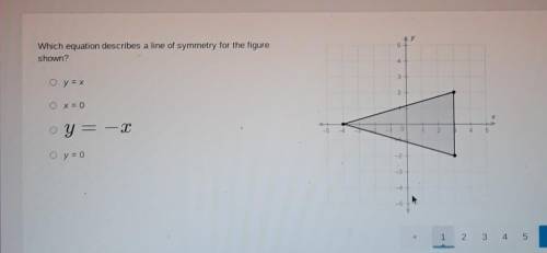 5 Which equation describes a line of symmetry for the figure shown? -4 3 O y = x 2 O x = 0 2 B O y