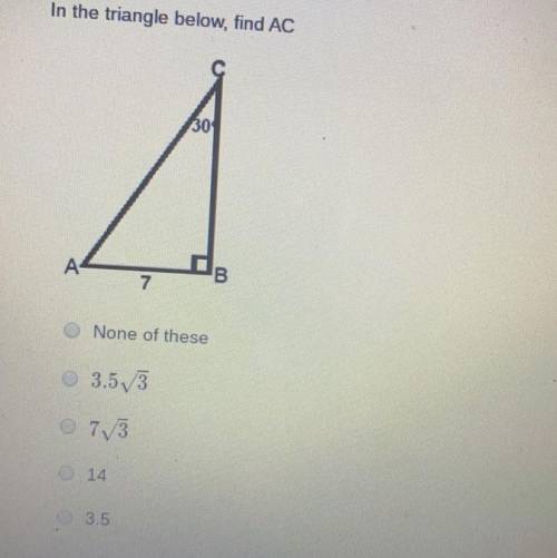 In the triangle below,find AC