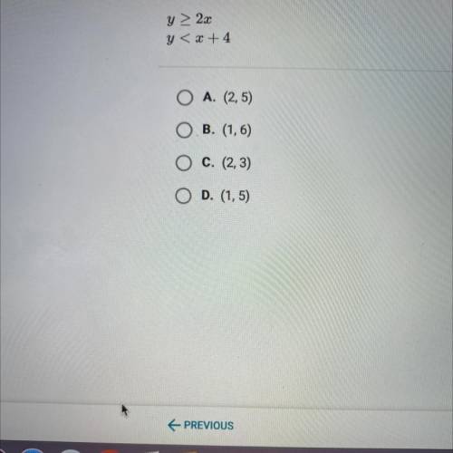 Which ordered pair is a solution to the system of inequalities?