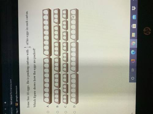 isaac has 18 eggs. he is packing cartons with 1/3 of his eggs in each carton. which figure shows ho