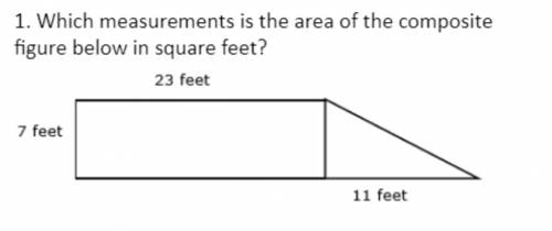 1. which measurements is the area of the composite figure below in square feet?